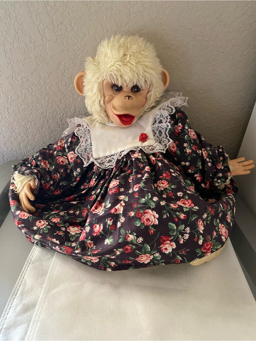 Vintage Rushton Tippy Monkey Plush Doll Rubber Face Hands Feet Stuffed Toy Fair